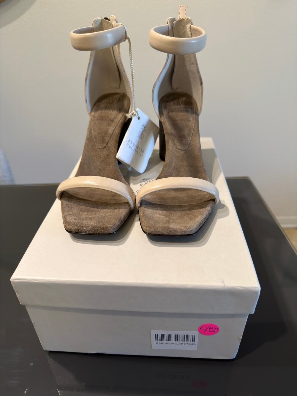 Brunello Cucinelli Women Sandals Cream Off White Color Block Hell Sz 36 EU 6 US